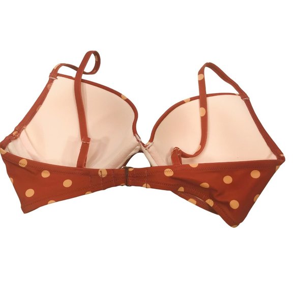 Shade And Shore Women's Size 34C Bikini Swim Top Underwire Brown Polka Dot NWOT - Picture 2 of 11
